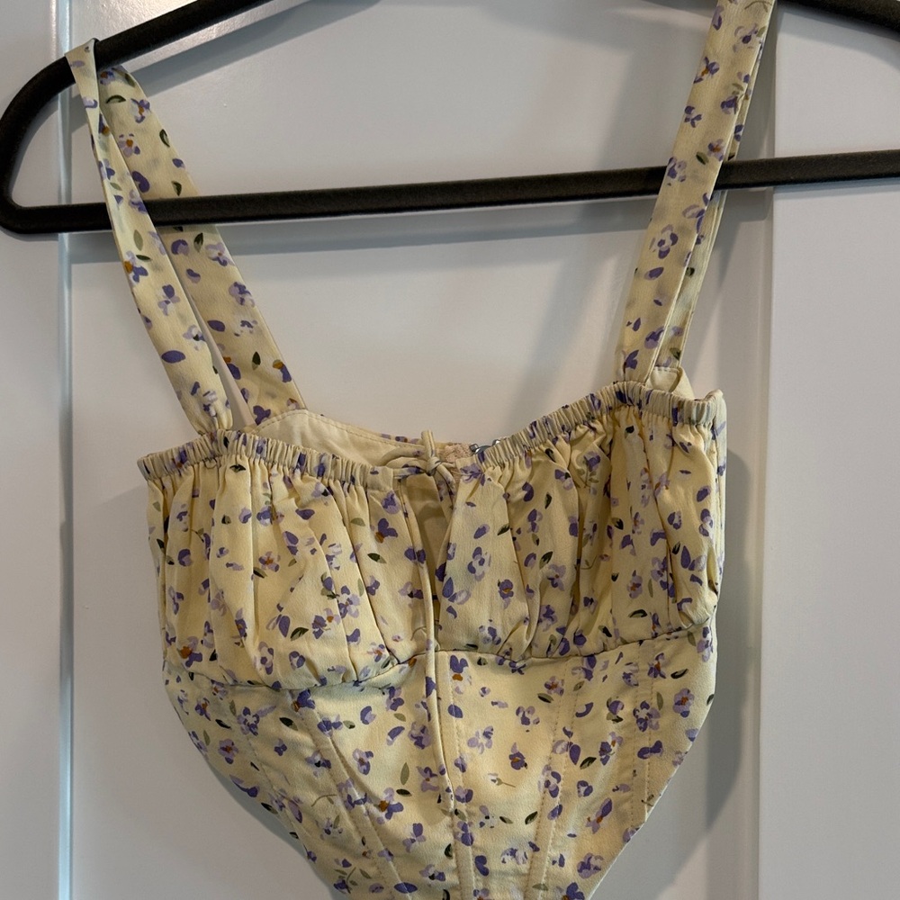 Princess Polly Cream and Purple Floral Top